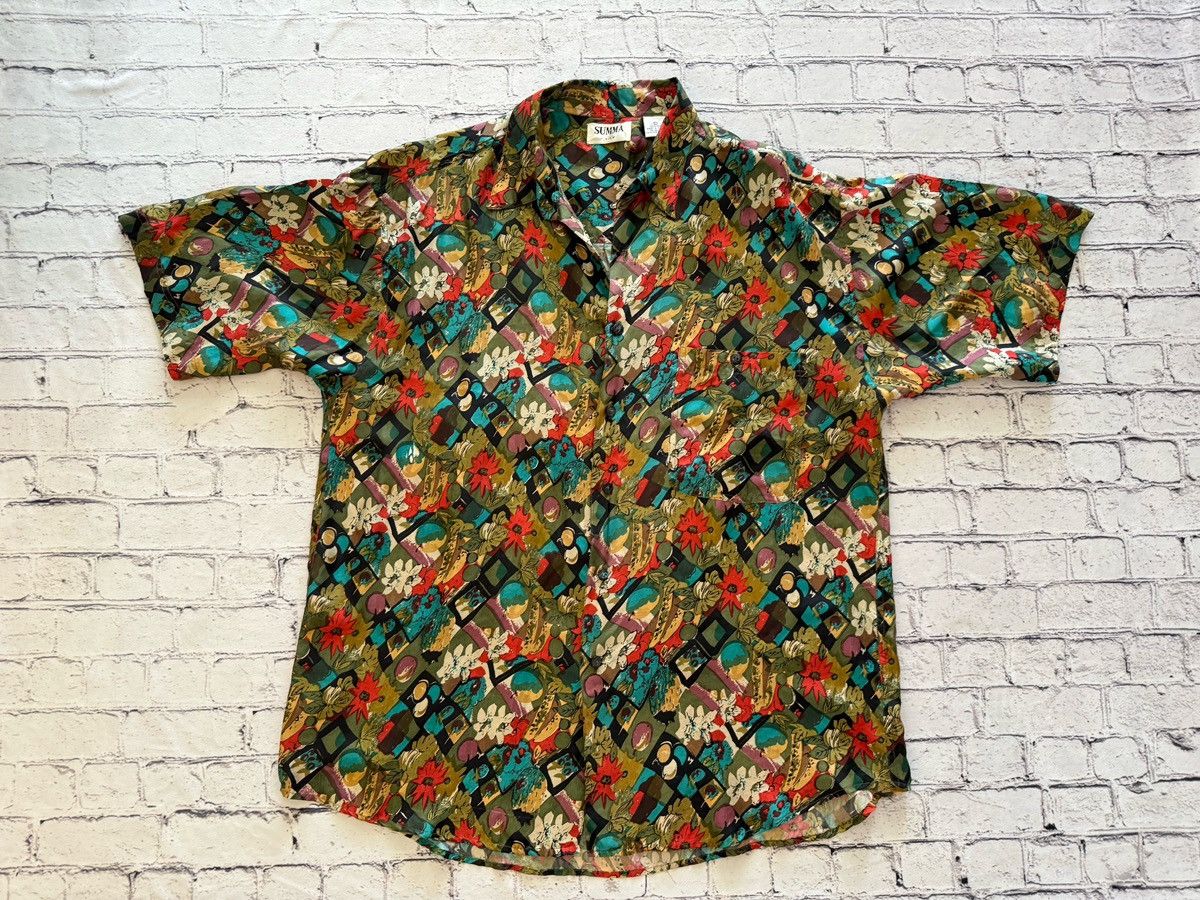Vintage Vintage Summa Shirt Size Large 100% Silk Button Flower Retro Size US L / EU 52-54 / 3 - 7 Thumbnail