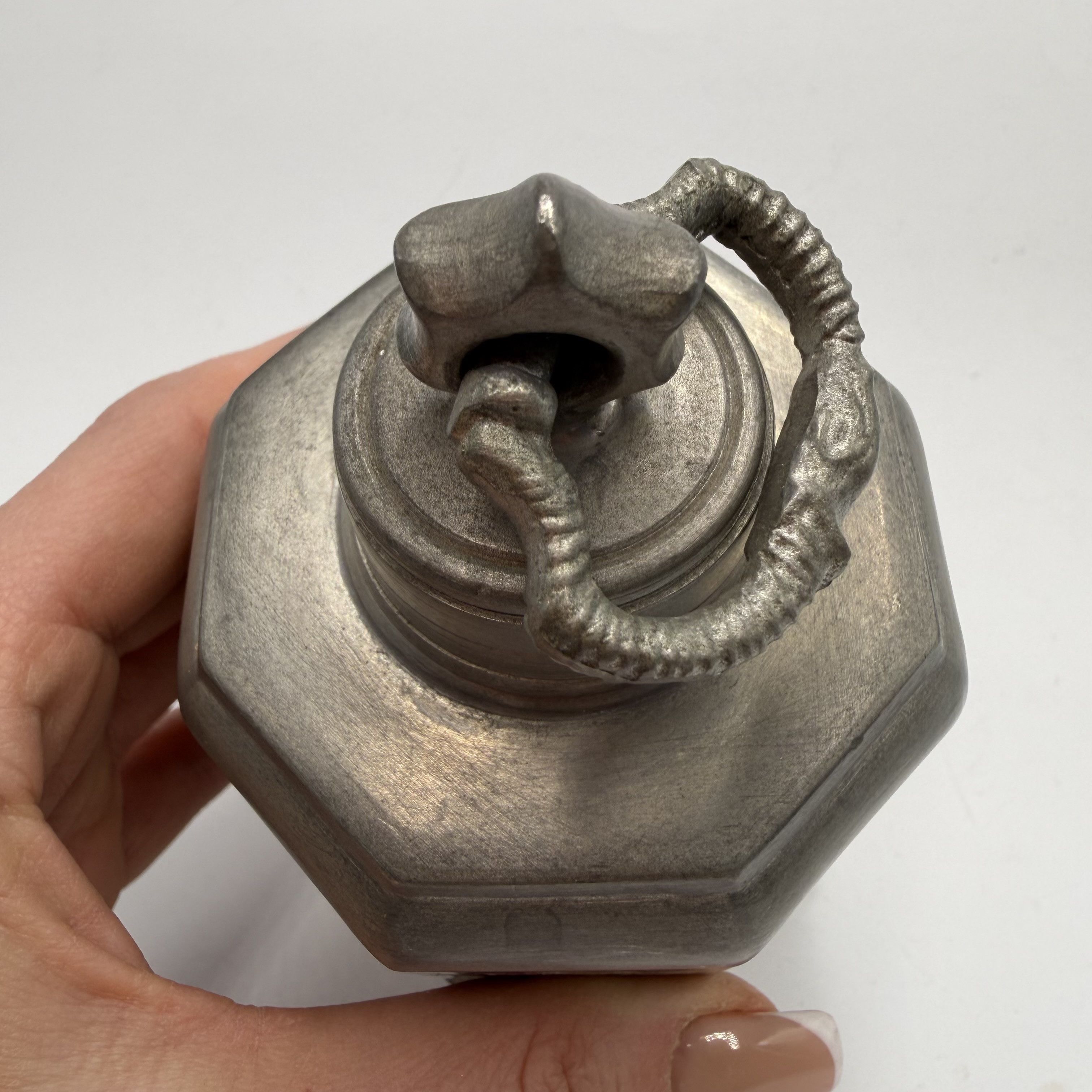 Vintage Vintage German Pewter Flask Octagonal Metal Bottle Size ONE SIZE - 3 Thumbnail