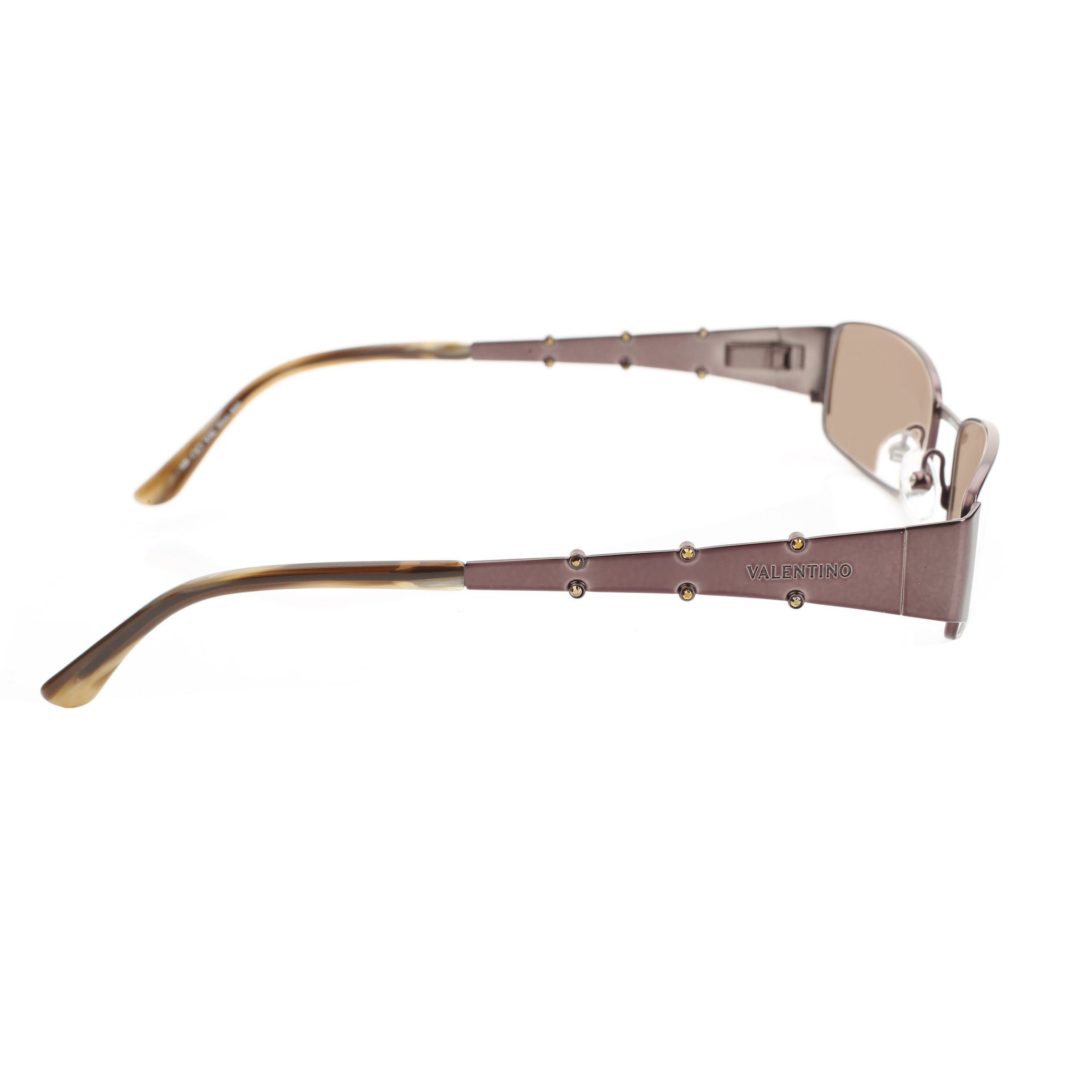Valentino Valentino '90s Brown Steel Crystals Metal Sunglasses Size ONE SIZE - 2 Thumbnail