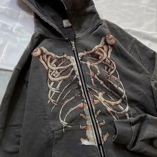 Japanese Brand Yuriko x Yuki Punk Zip Up Hoodie Gothic Style Skeleton Size US S / EU 44-46 / 1 - 3 Thumbnail