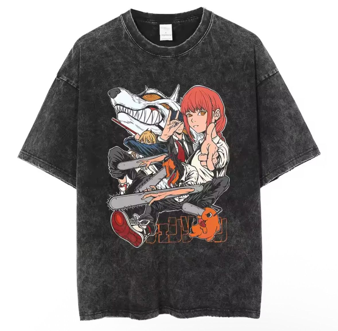 Japanese Brand Y2K Goth Chainsaw Man Makima Anime Graffiti Washed T-Shirt Size US M / EU 48-50 / 2 - 1 Thumbnail