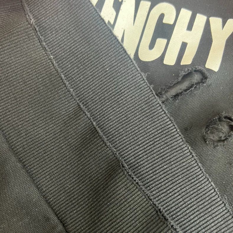 Givenchy Givenchy Black Large Destructive Logo Hoodie Size US XS / EU 42 / 0 - 5 Thumbnail