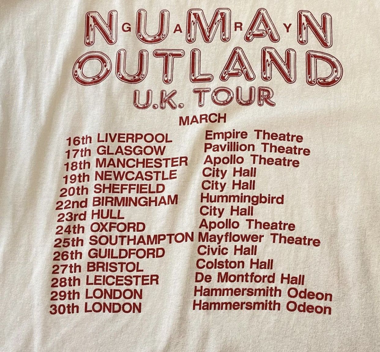 Band Tees Vintage Early 90s Garry Numan “OUTLAND “ Uk Tour Tee. Size US L / EU 52-54 / 3 - 5 Thumbnail
