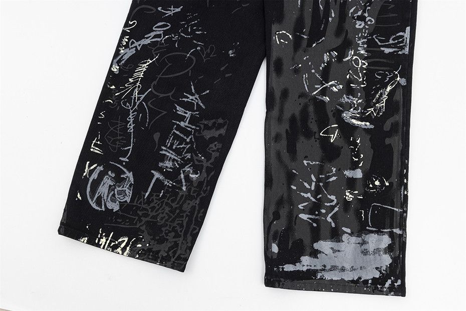 Japanese Brand × Jean × Vintage Baggy Jeans Graffiti Letter Black Loose Size US 29 - 9 Thumbnail