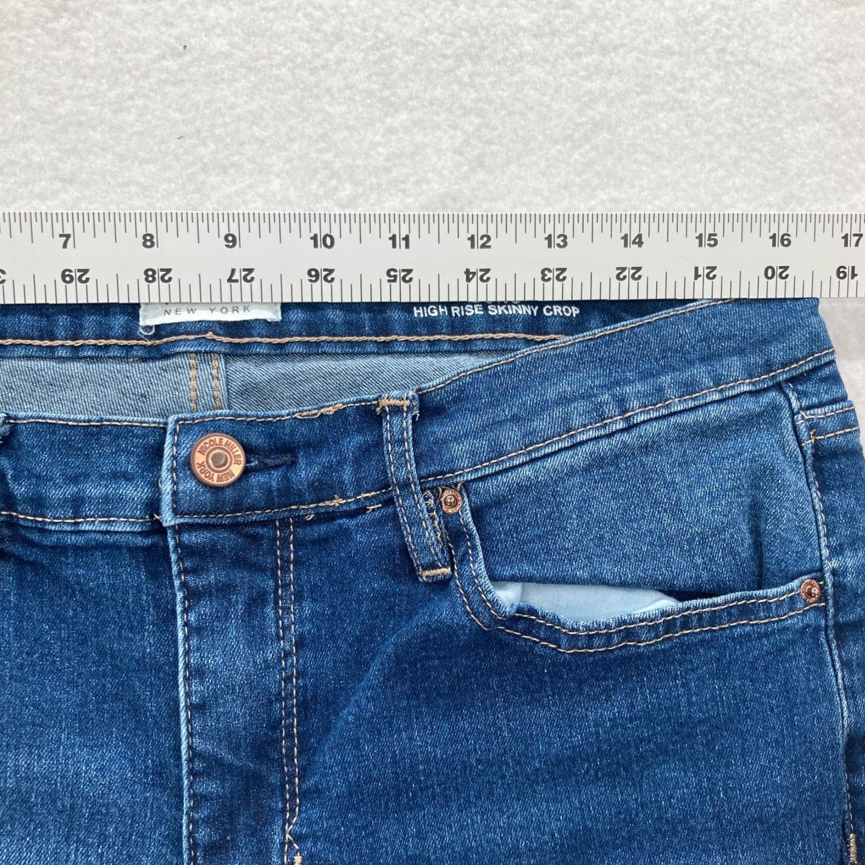 Nicole Miller Nicole Miller Soho Skinny Crop Jeans Womens 8 Blue Stretch Denim Distressed City Size 30" / US 8 / IT 44 - 6 Thumbnail