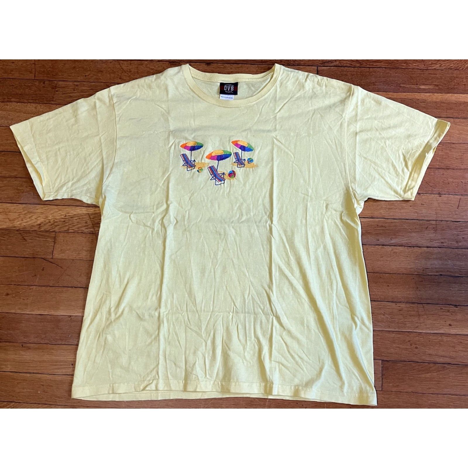 Vintage VINTAGE Old Varsity Brand Beach Chair Shirt Women’s XXL (Fits XL) Yellow 90s Beach Retro Nautical College T-Shirt Womens Size XL / US 12-14 / IT 48-50 - 2 Thumbnail