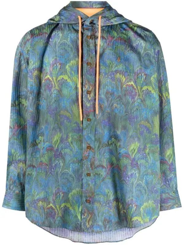 o1y0525 Patterned Hooded Shirt in Multicolor