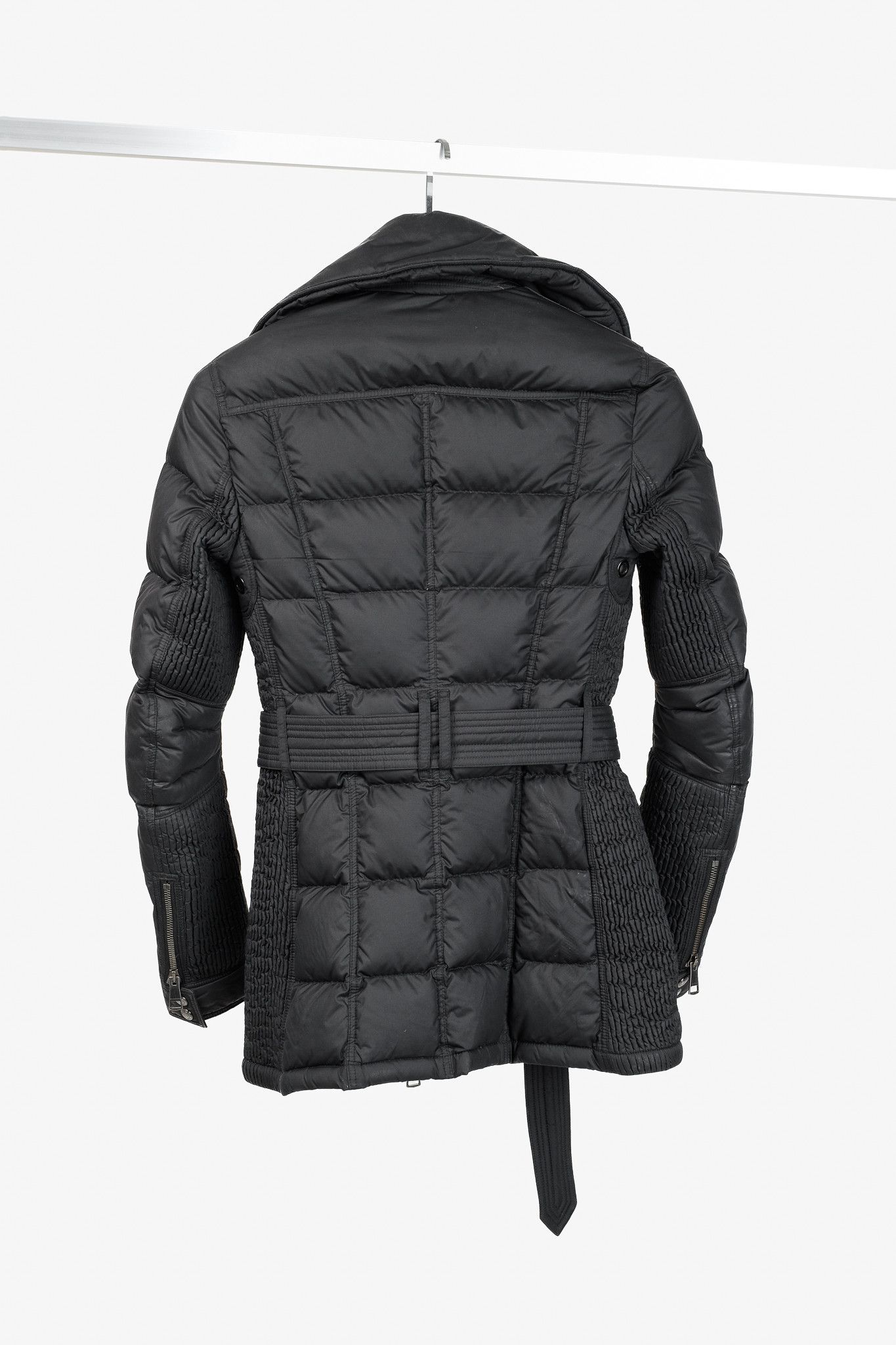 Burberry Burberry Brit Charcoal Leather-Trim Belted Puffer Jacket Size XS / US 0-2 / IT 36-38 - 2 Thumbnail