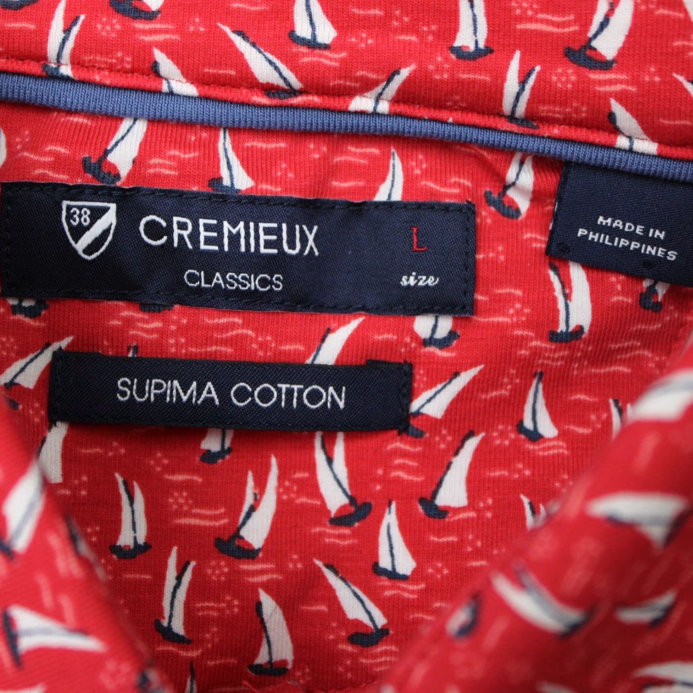 Cremieux Cremieux Classics Polo Shirt Mens Large Red Sailboat All Over Print Short Sleeve Shirt Size US L / EU 52-54 / 3 - 7 Thumbnail