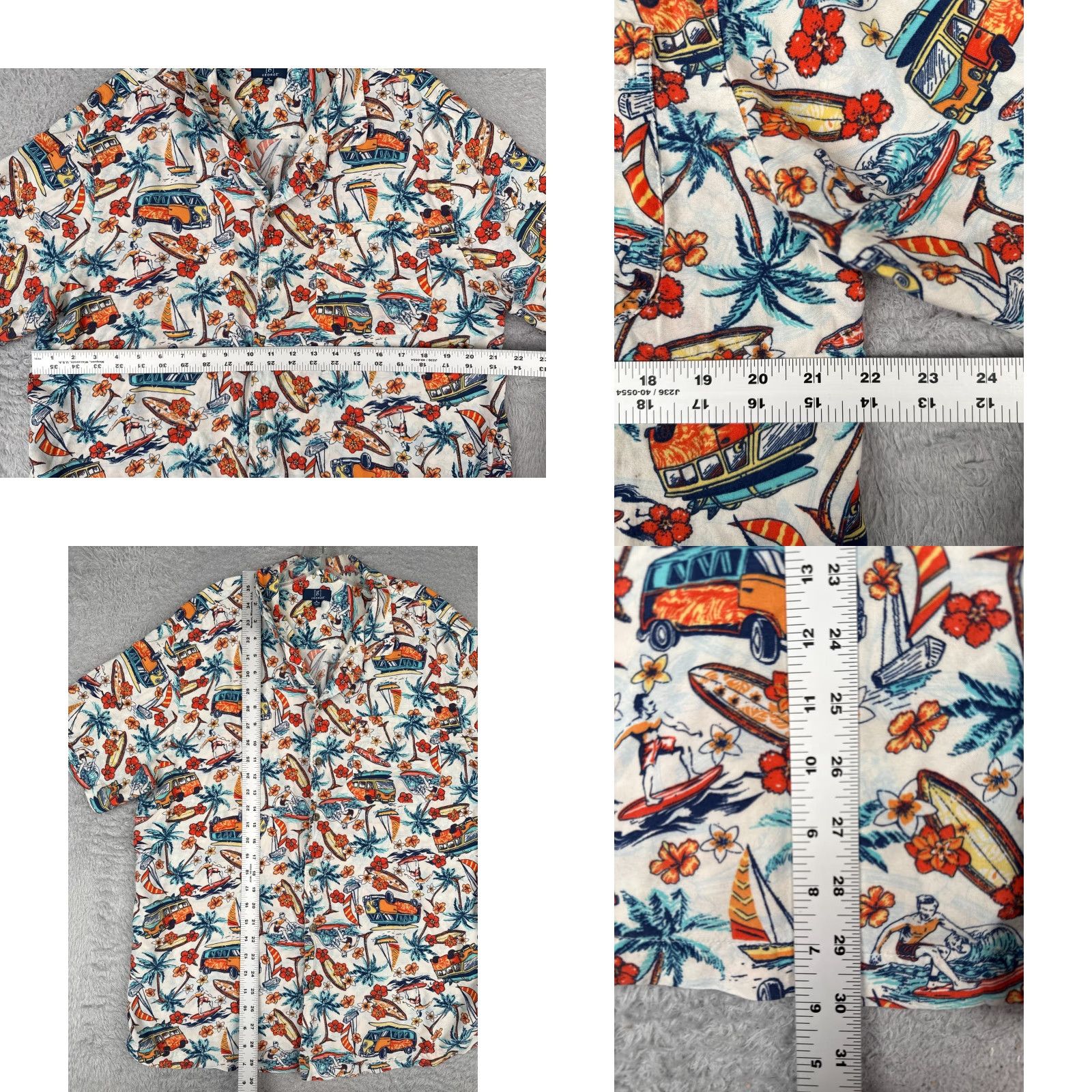 George George Shirt Men Extra Large White Floral Palm RV Surfer Hawaiian 100% Rayon Size US XL / EU 56 / 4 - 8 Thumbnail