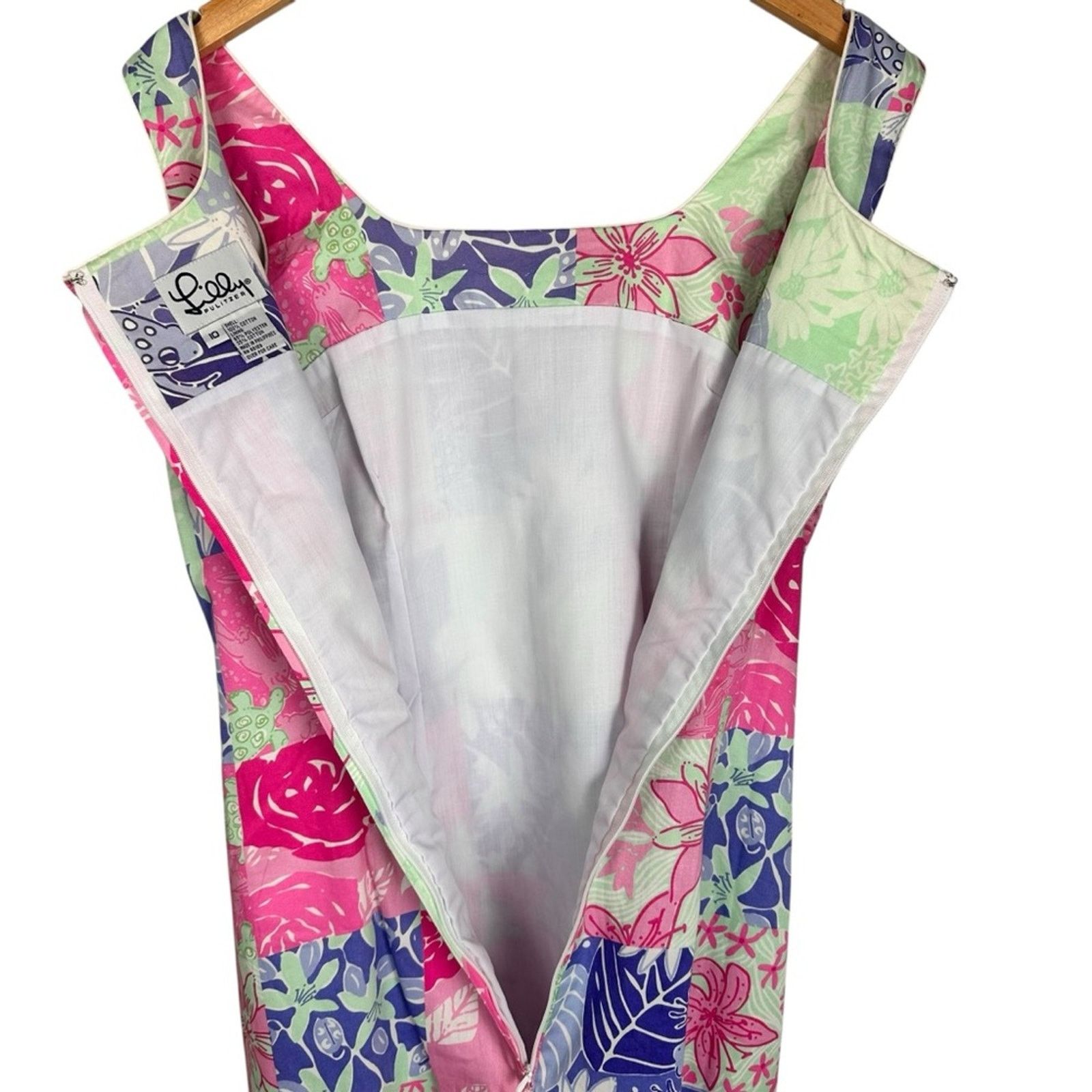 Lilly Pulitzer Lilly Pulitzer Cocktail Dress Floral Turtle Patchwork 10 Size L / US 10 / IT 46 - 10 Thumbnail
