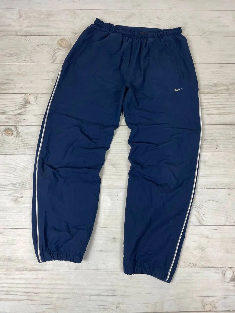 Nike Vintage Nike Track Pants 00s Striped Nylon Swoosh Y2K Baggy Size US 34 / EU 50 - 2 Thumbnail