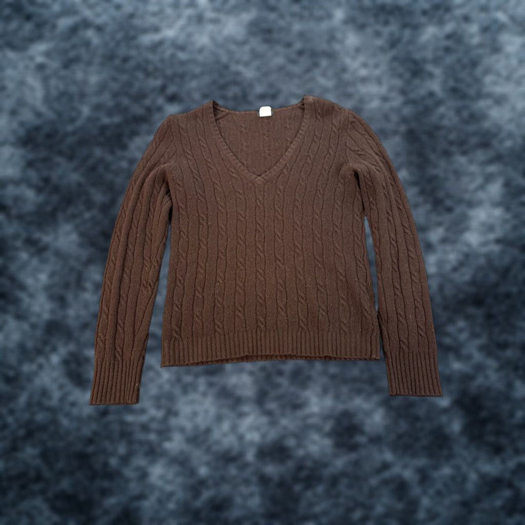J.Crew VINTAGE J.CREW Sweater Shirt Womens Small Brown Cable-Knit Wool Cashmere Blend V-Neck Mens? Size S / US 4 / IT 40 - 1 Thumbnail