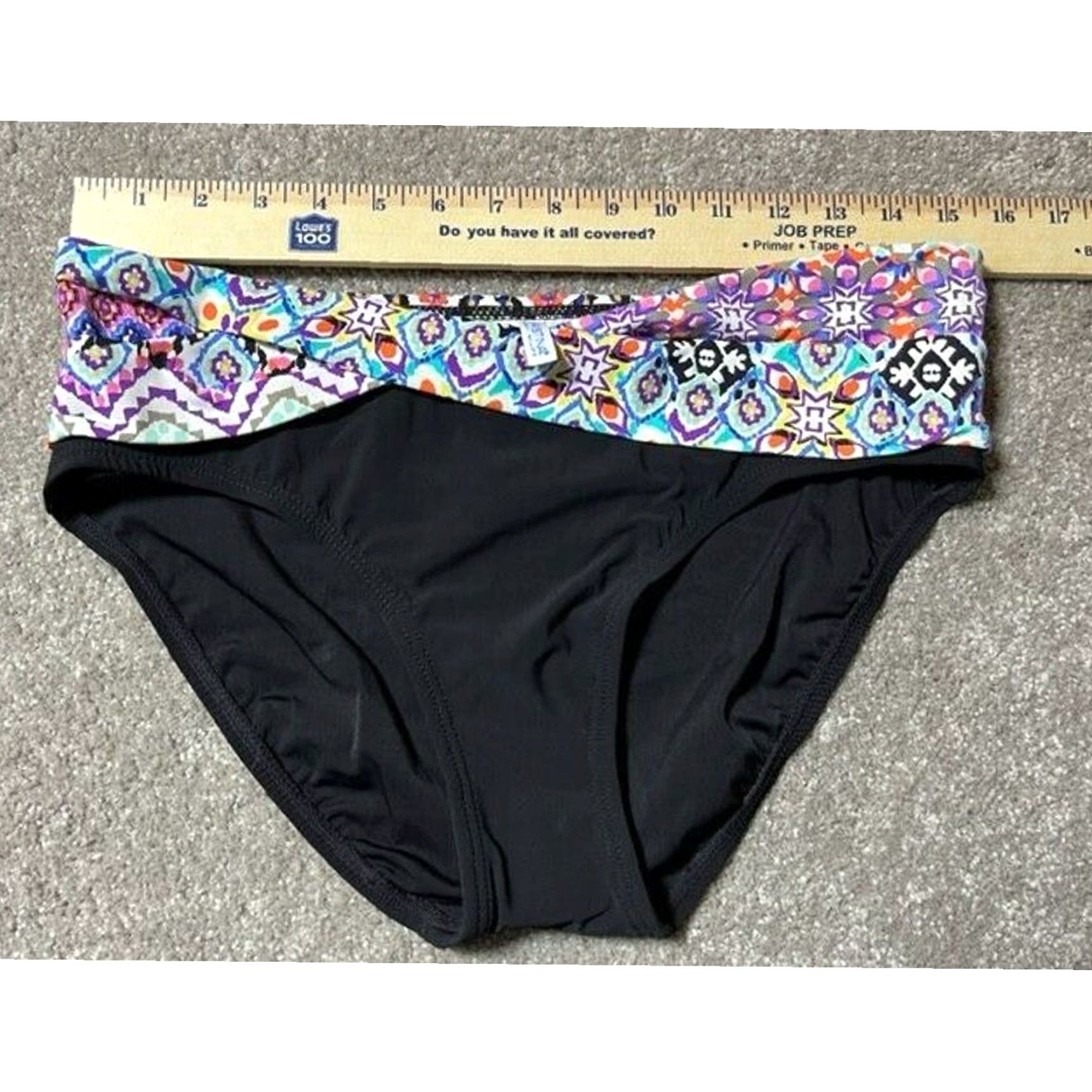 Vintage Christina Bikini Bottom Sz 12 High Waisted Geometric Black Swimsuit Bottom Womens Vintage? No Size 34" / US 12 / IT 48 - 3 Thumbnail