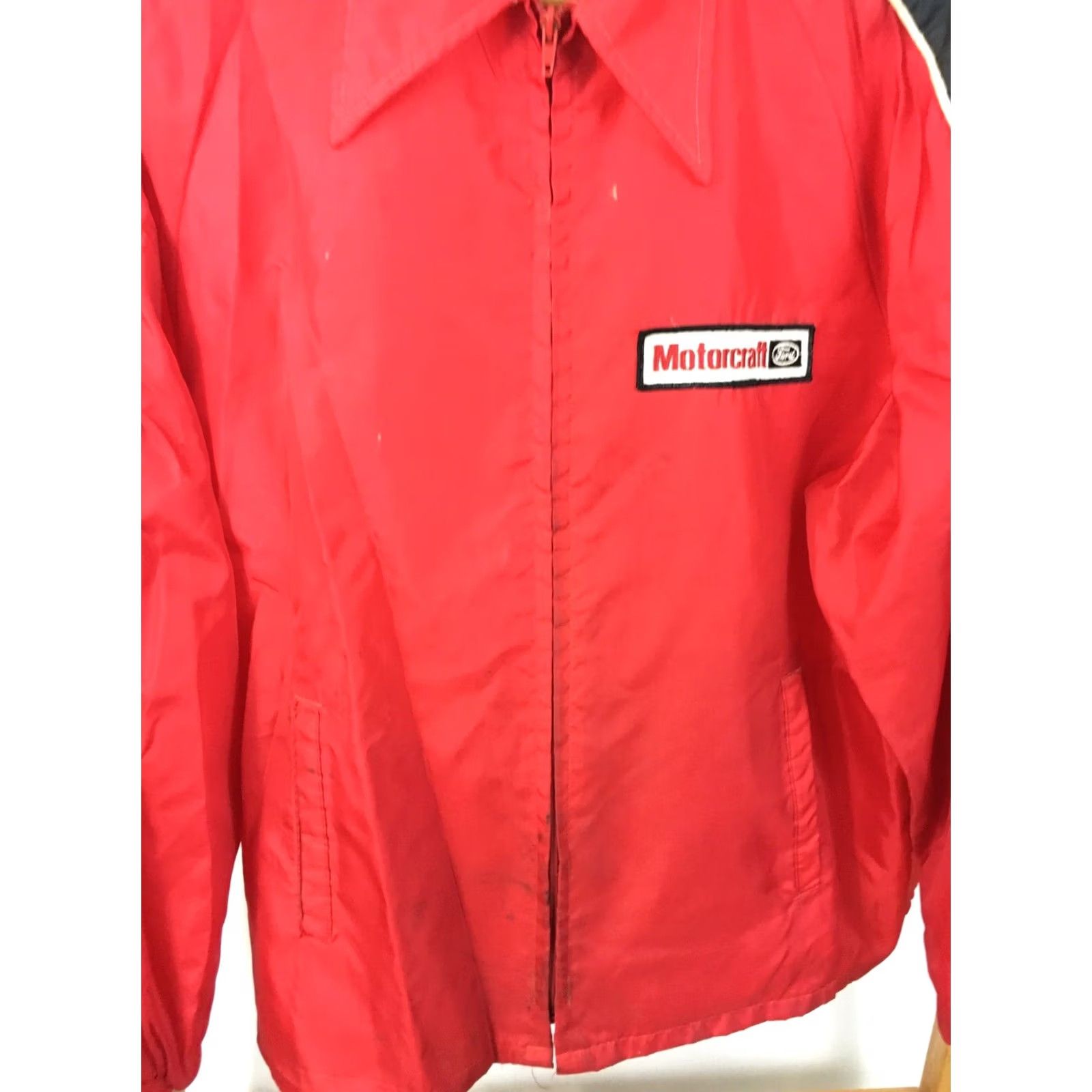Vintage VINTAGE RARE 70s Motorcraft Ford Striped Tape Drag Racing Windbreaker Jacket Size L Red Men Jacket Size US L / EU 52-54 / 3 - 7 Thumbnail