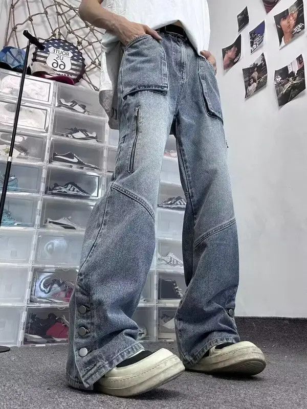 VIBE Vintage washed distressed zipper rivet rare jeans Size US 34 / EU 50 - 8 Thumbnail