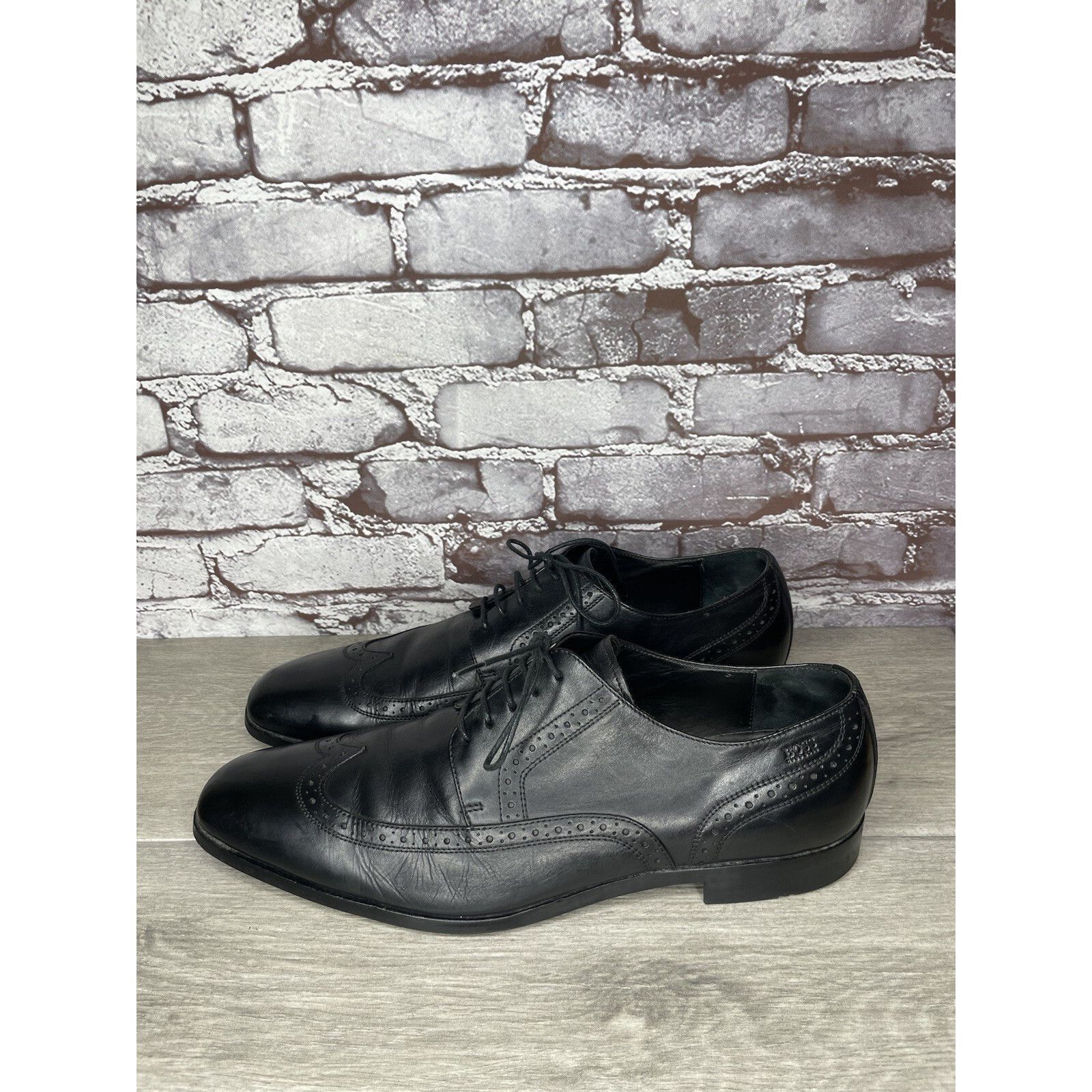 Hugo Boss Boss Hugo Boss Black Leather Wingtip Oxfords Dress Shoes Men Size US 12 / EU 45 - 16 Thumbnail