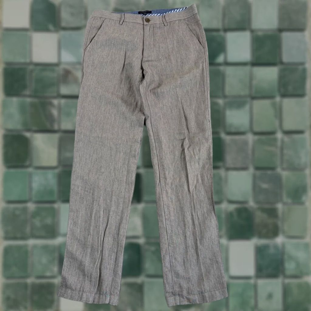 Banana Republic Banana Republic Aiden Fit Trouser Pants Men Brown 34x36 Linen Blend Size US 34 / EU 50 - 1 Thumbnail