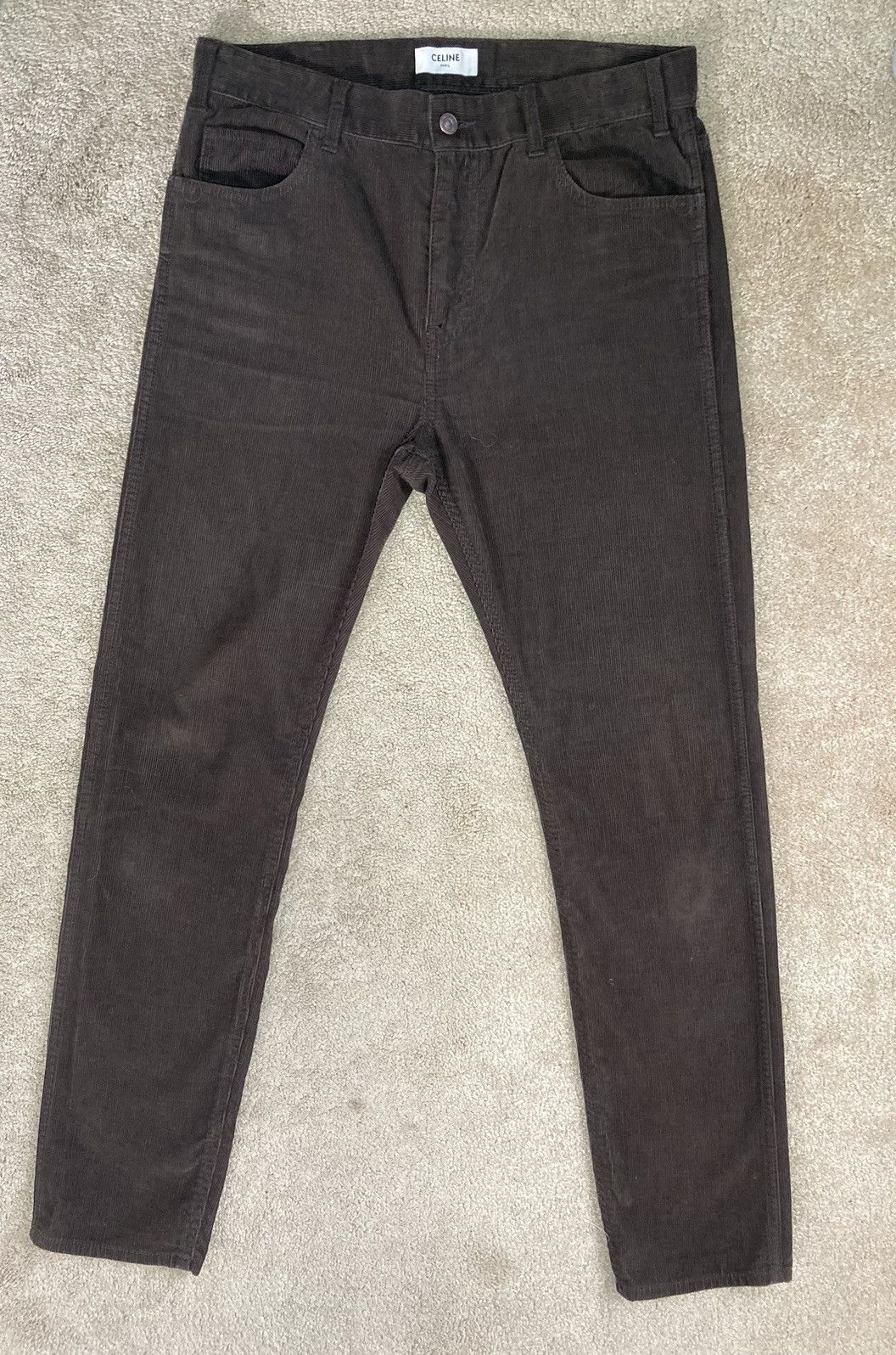 Celine × Hedi Slimane FW20 Celine Corduroy Velour Brown Pants 2020 Hedi Slimane Size US 30 / EU 46 - 2 Thumbnail