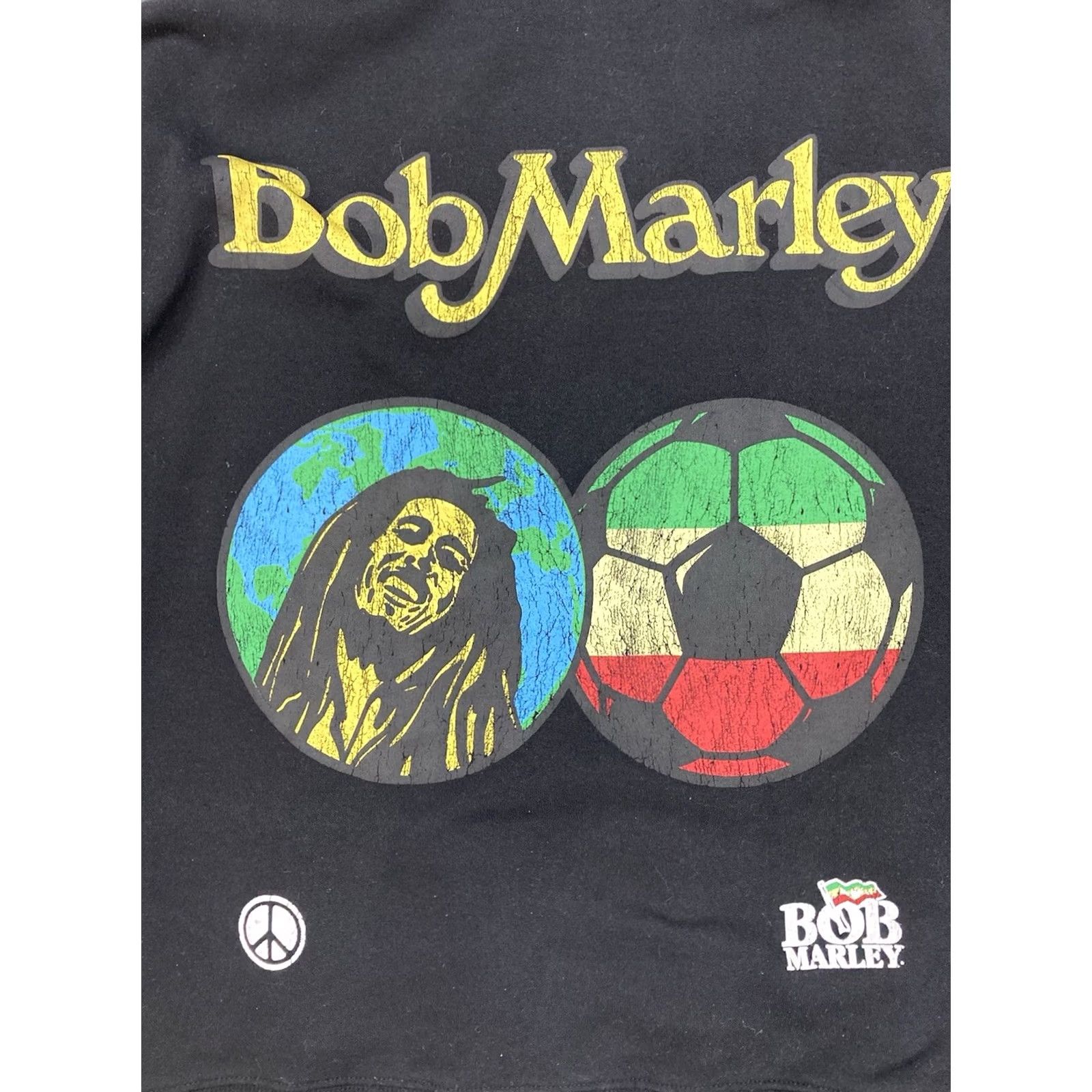 Vintage VINTAGE Pull&Bear Boy Marley Peace Soccer Graphic Pullover Hoodie Women Medium Black Size M / US 6-8 / IT 42-44 - 2 Thumbnail