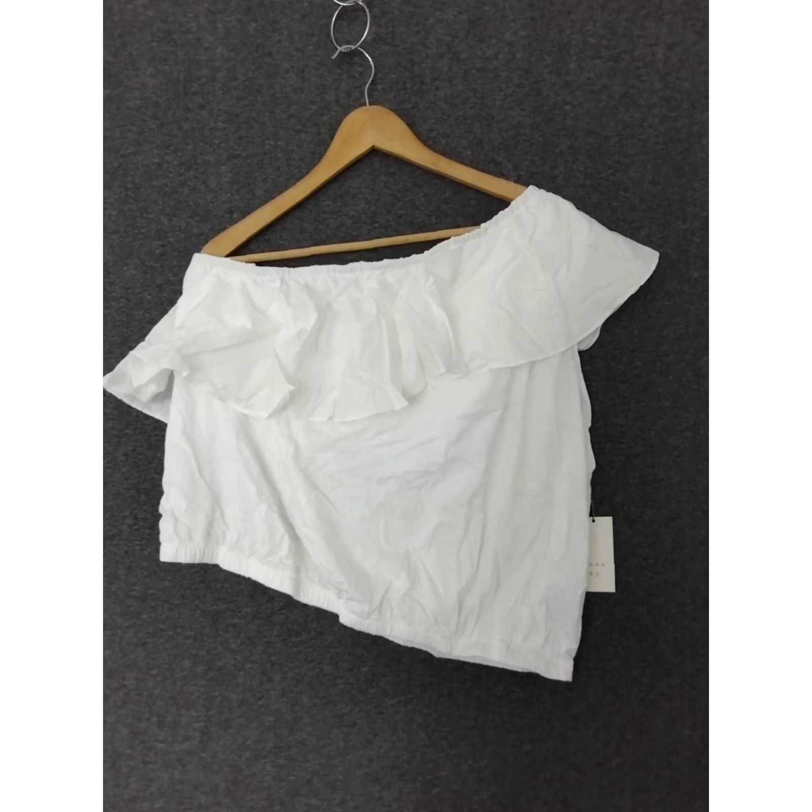 Vintage A New Day Women's Blouse Off the Shoulder XS-2XL XXL White Ruffle Sleeveless Bohemian Casual Compact Shirt Size XXL / US 16-18 / IT 52-54 - 2 Thumbnail