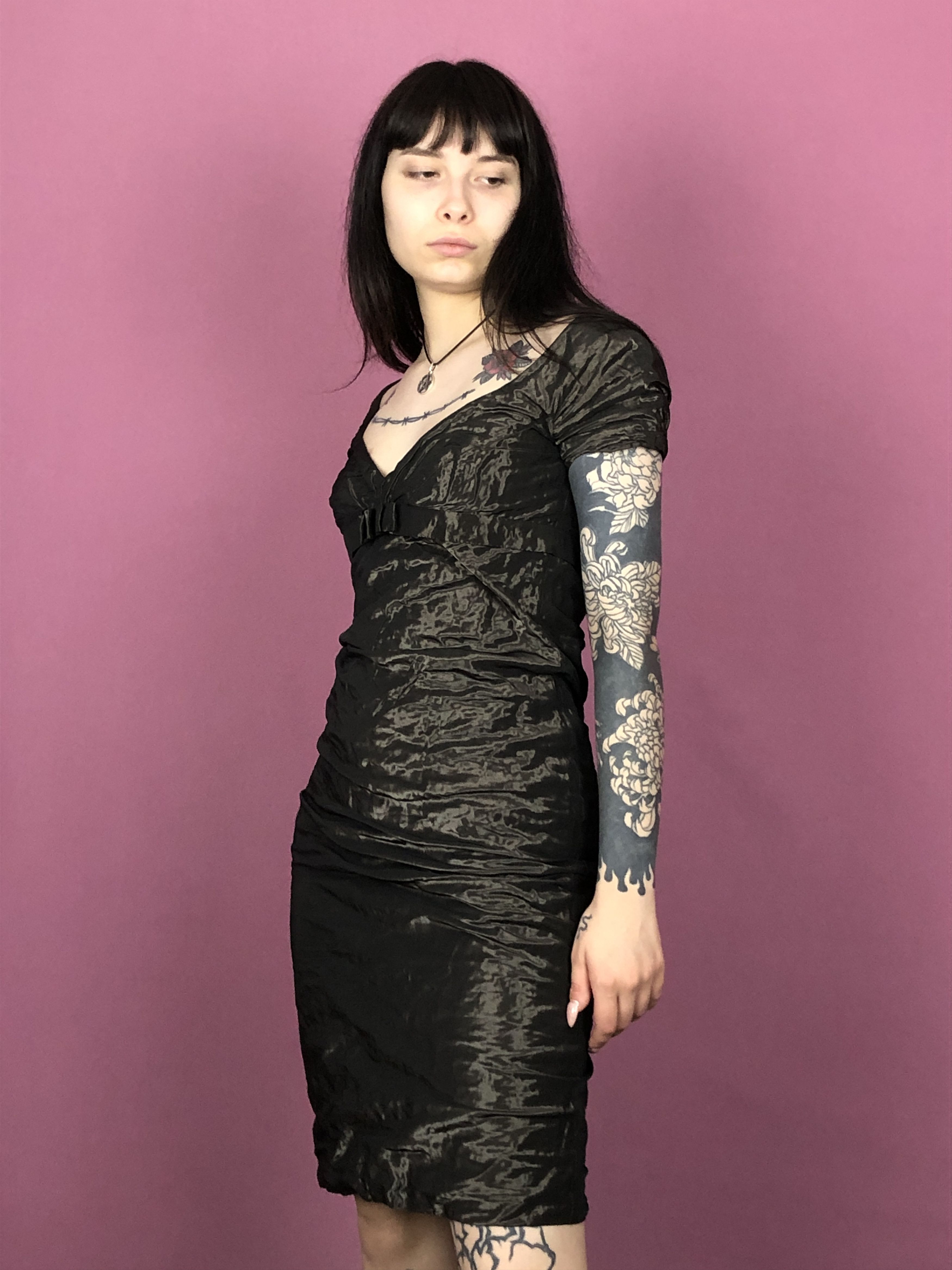 Designer × Hugo Boss Hugo Boss Vintage Women's Metal A-Line Dress - Size USA 4 Size S / US 4 / IT 40 - 2 Thumbnail