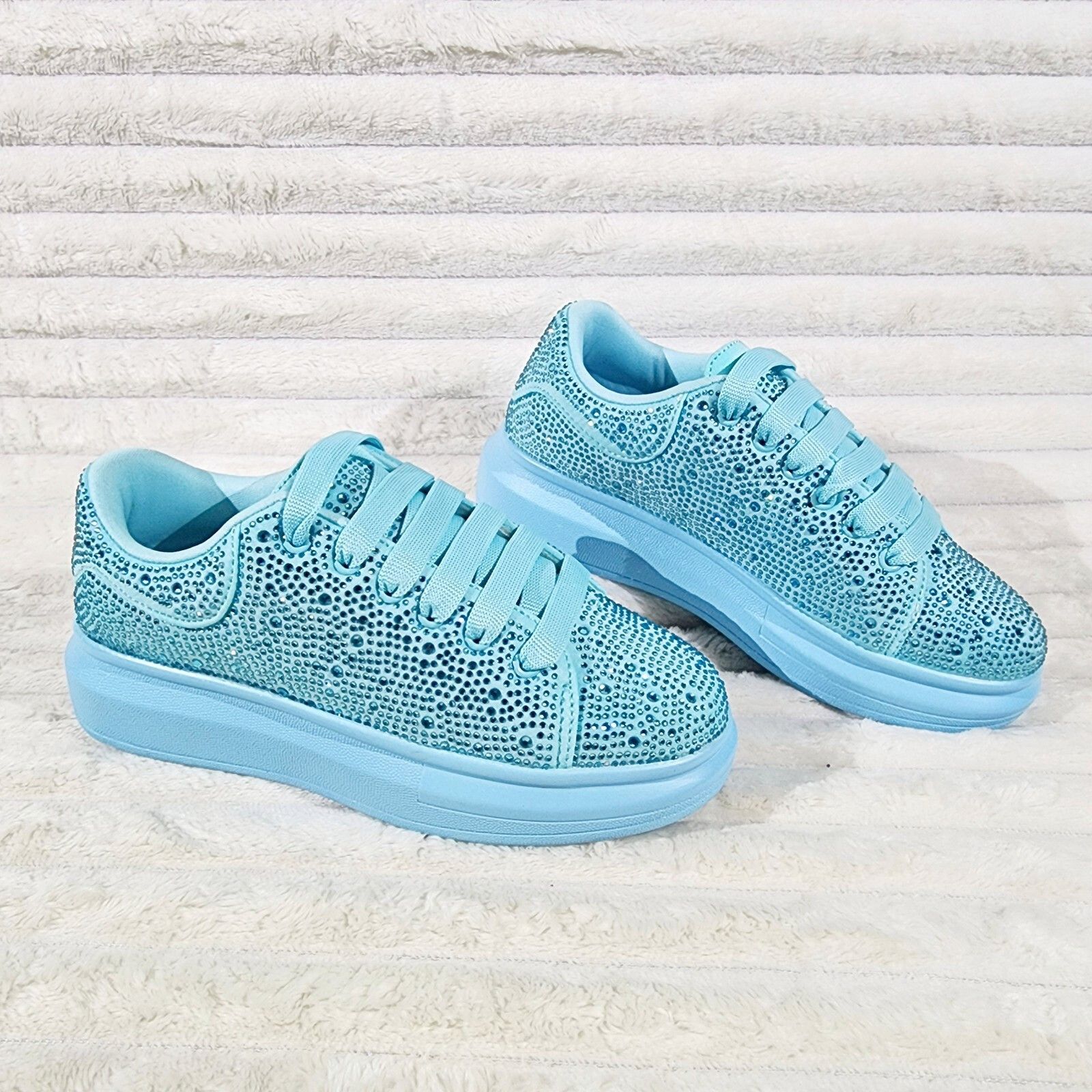 Other Cush Baby Blue Rhinestone Sneakers Tennis Shoes (US Shoe Siz Size US 5 / IT 35 - 2 Thumbnail