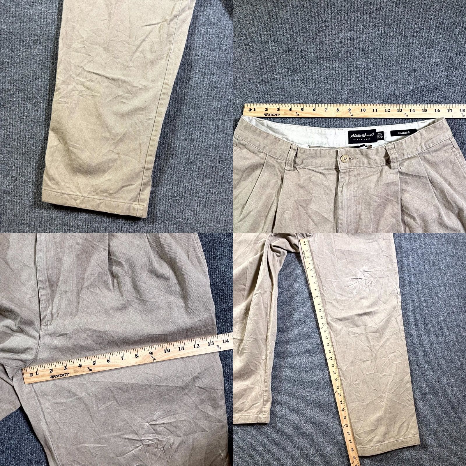 Eddie Bauer Eddie Bauer Chino Pant Men's 35x32 Beige Cotton Academia Preppy Business Career Size US 35 - 8 Thumbnail