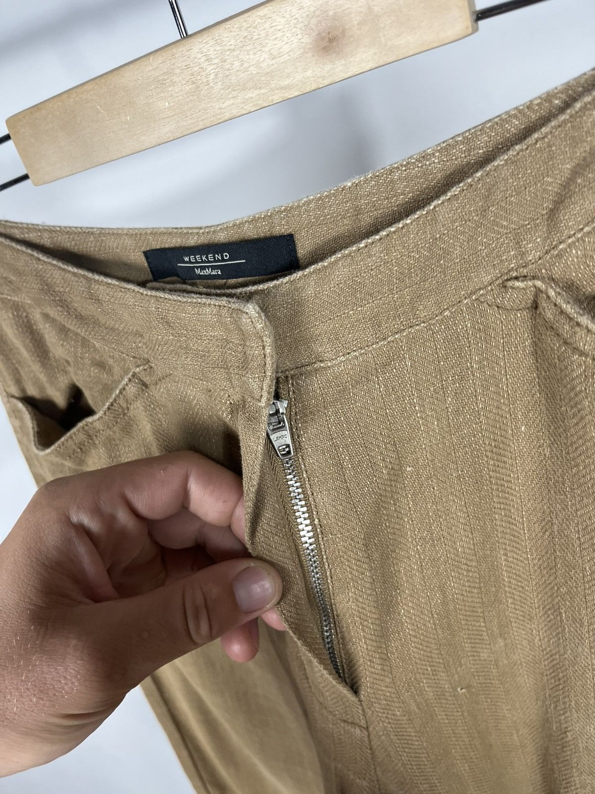 Max Mara MaxMara Weekend brown linen blend wide leg trousers pants Size 30" / US 8 / IT 44 - 5 Thumbnail