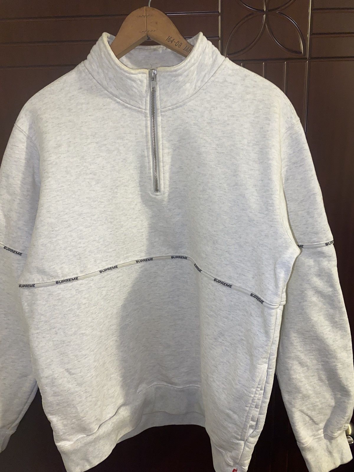 Supreme Logo Piping Half Zip Sweatshirt Style: Ash Grey | Grailed