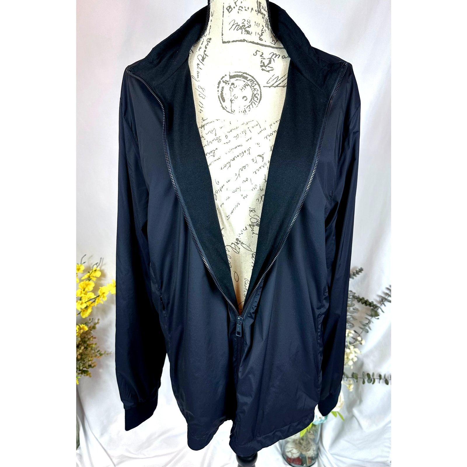 PIOMBO Piombo Regular High Neck Full Zip Fit Jacket Black XL Size US XL / EU 56 / 4 - 10 Thumbnail