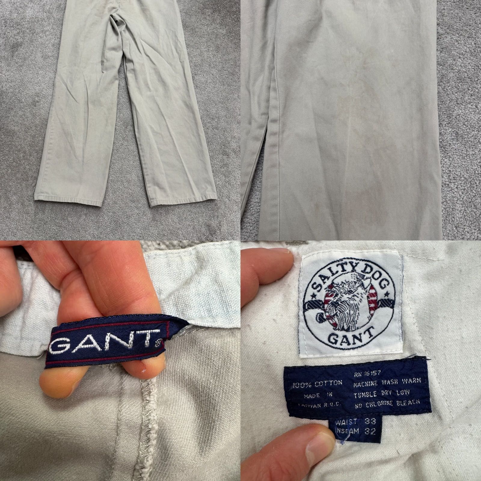 Gant VINTAGE Gant Chino Pants Mens 33 Gray Pleated Front Straight Leg Twill Size US 33 - 8 Thumbnail