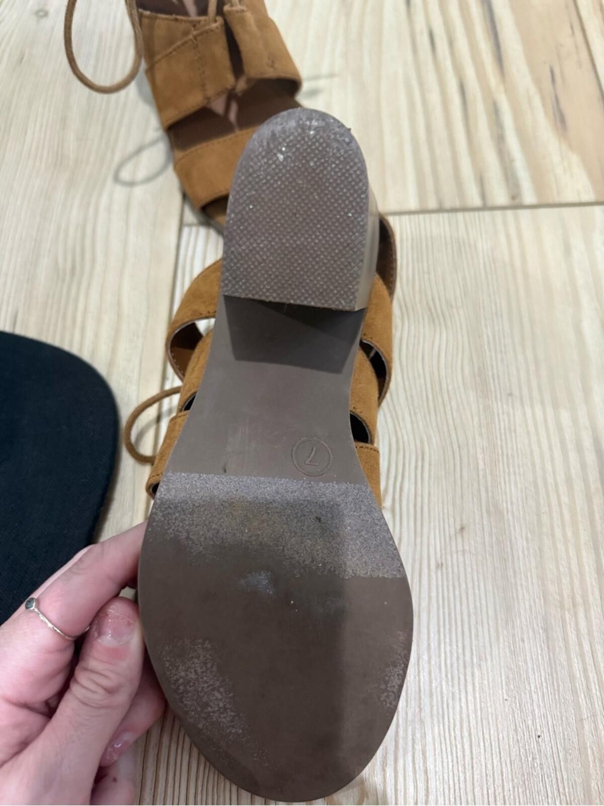 Other Candie's Womens Suede Lace-Up Block Heel Sandals in Brown Size US 7 / IT 37 - 4 Thumbnail