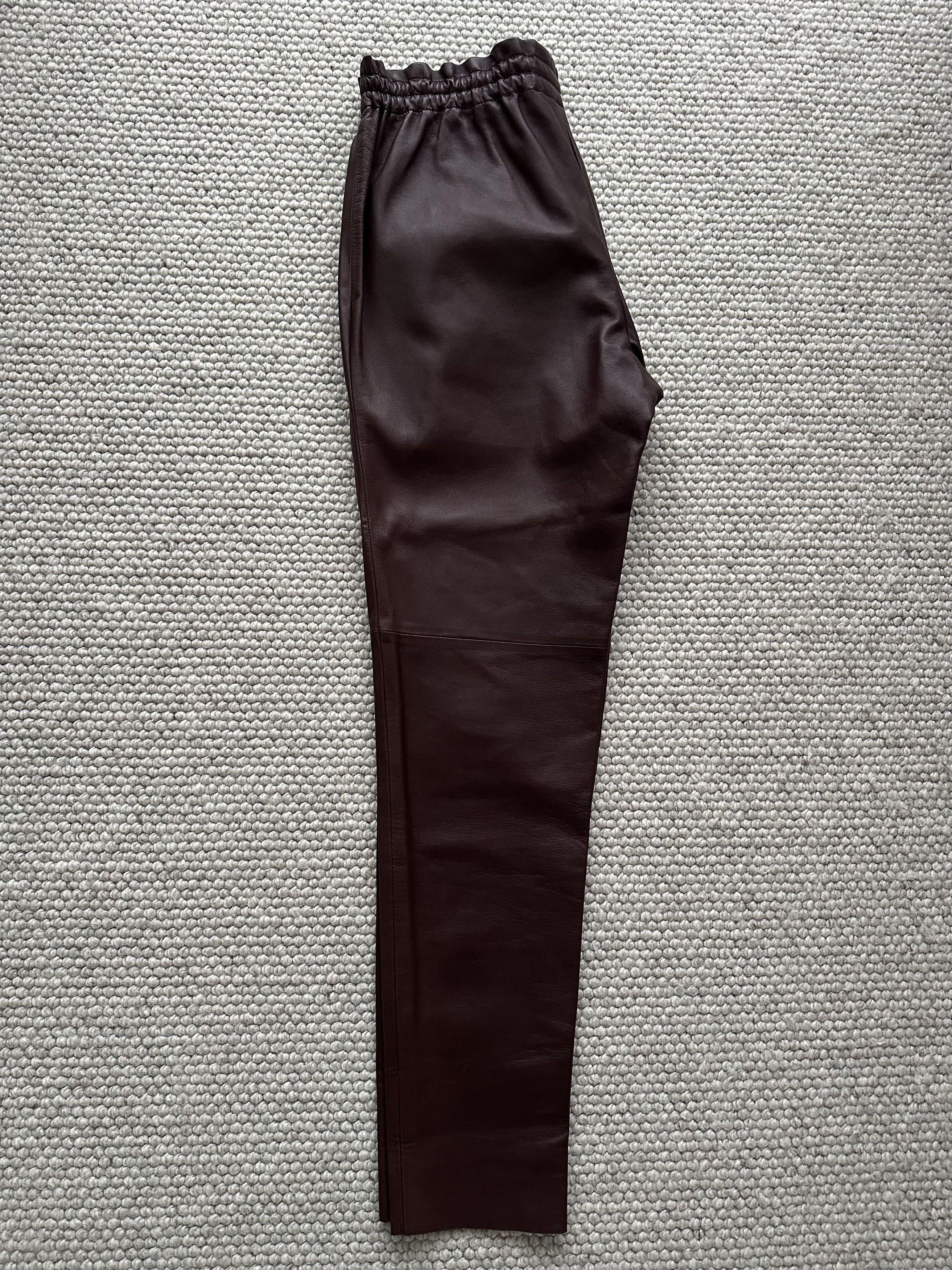 Gucci GUCCI lined burgundy / maroon brown soft leather pants Size 27" / US 4 / IT 40 - 18 Thumbnail
