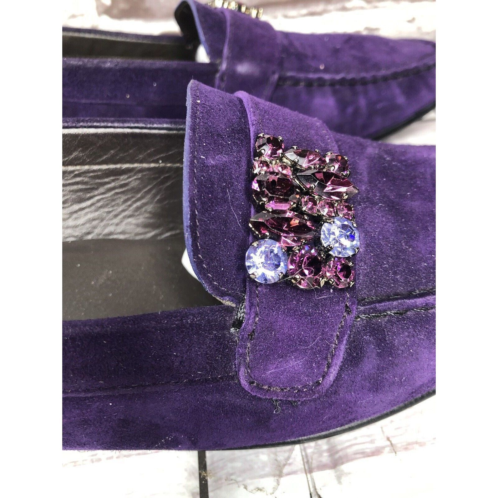 Stuart Weitzman Stuart Weitzman Purple Suede Leather Rhinestone Pump Shoes W Size US 8.5 / IT 38.5 - 7 Thumbnail