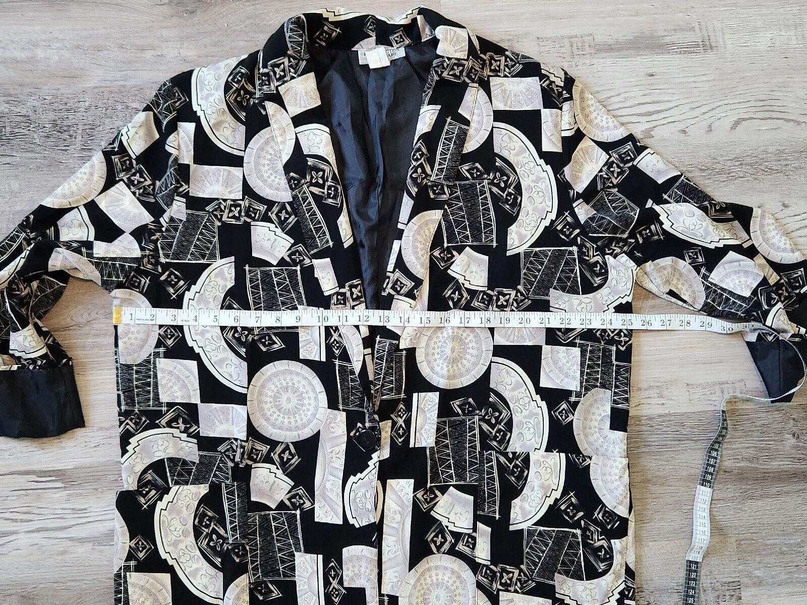 Designer Kensington Square Blazer Jacket Black White 80s Shoulder Size L / US 10 / IT 46 - 3 Thumbnail