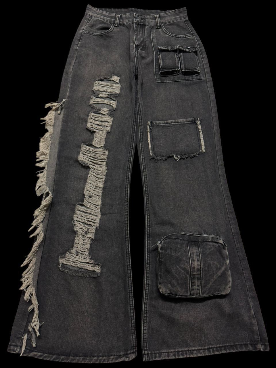 Beauty Beast 💥Insane💥🇯🇵 Mega Flare Dark Jean Baggy Flare Bag Pocket Style Size US 28 / EU 44 - 3 Thumbnail