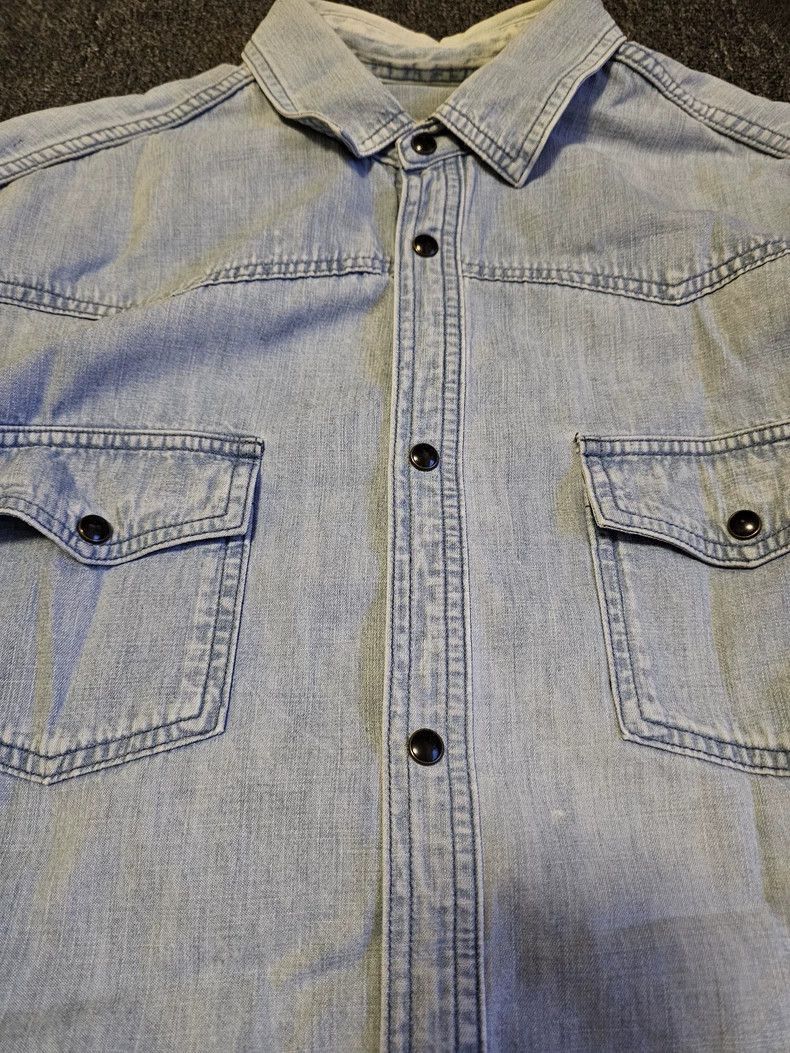 Saint Laurent Paris Saint Laurent Denim Shirt with No Collar-2507 Size US L / EU 52-54 / 3 - 8 Thumbnail