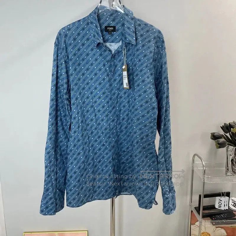 Fendi Fendi Blue Cotton Women's Shirt L Size . Size L / US 10 / IT 46 - 1 Thumbnail
