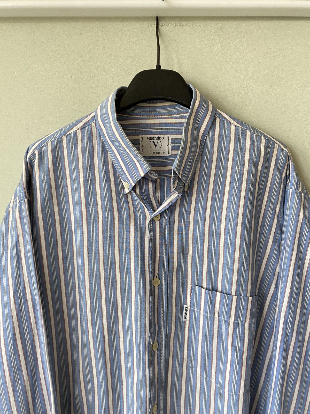 Valentino Vintage Valentino Garavani logo stripe ls shirt Size US L / EU 52-54 / 3 - 2 Thumbnail