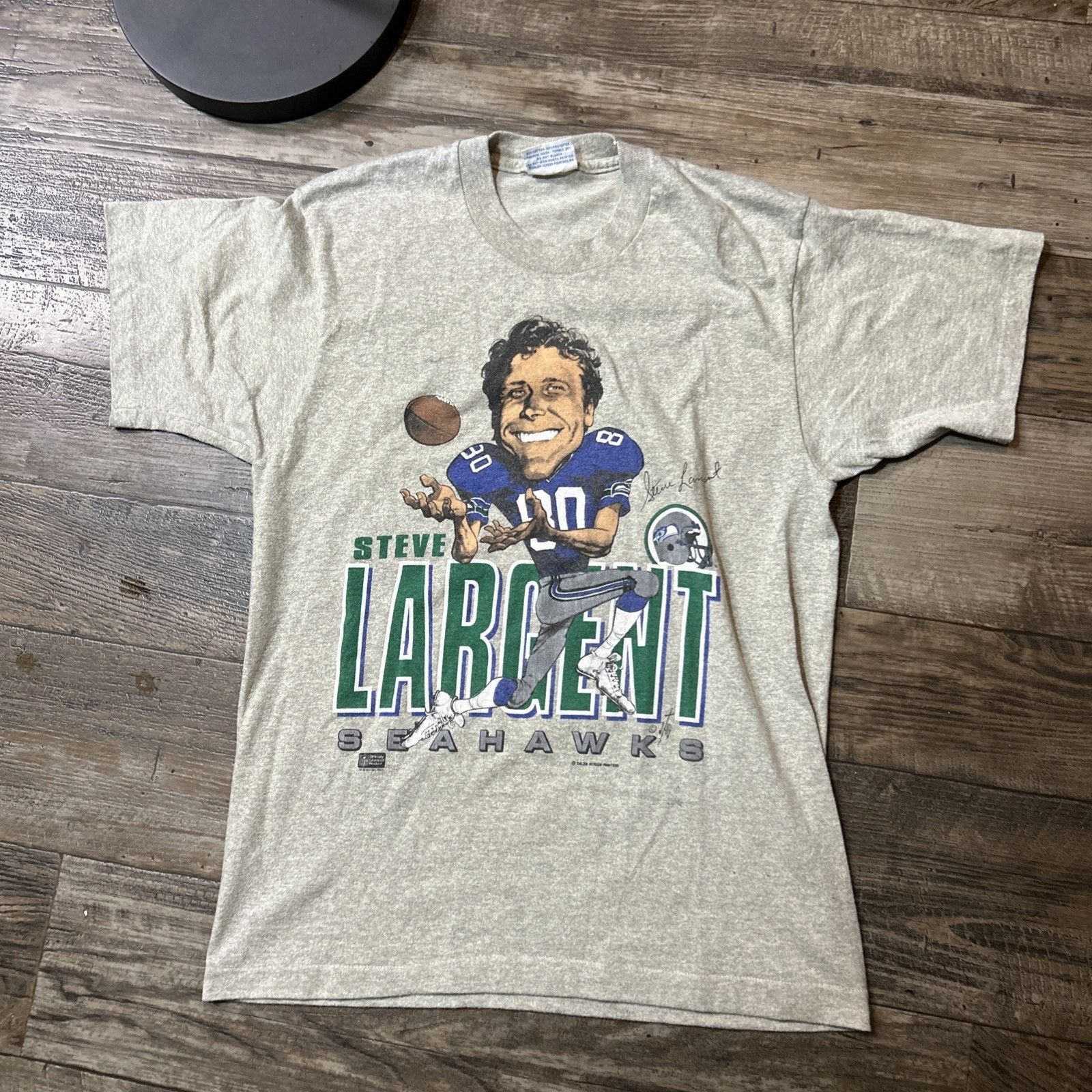Seattle SEAHAWKS Steve Largent caricature Salem t shirt L