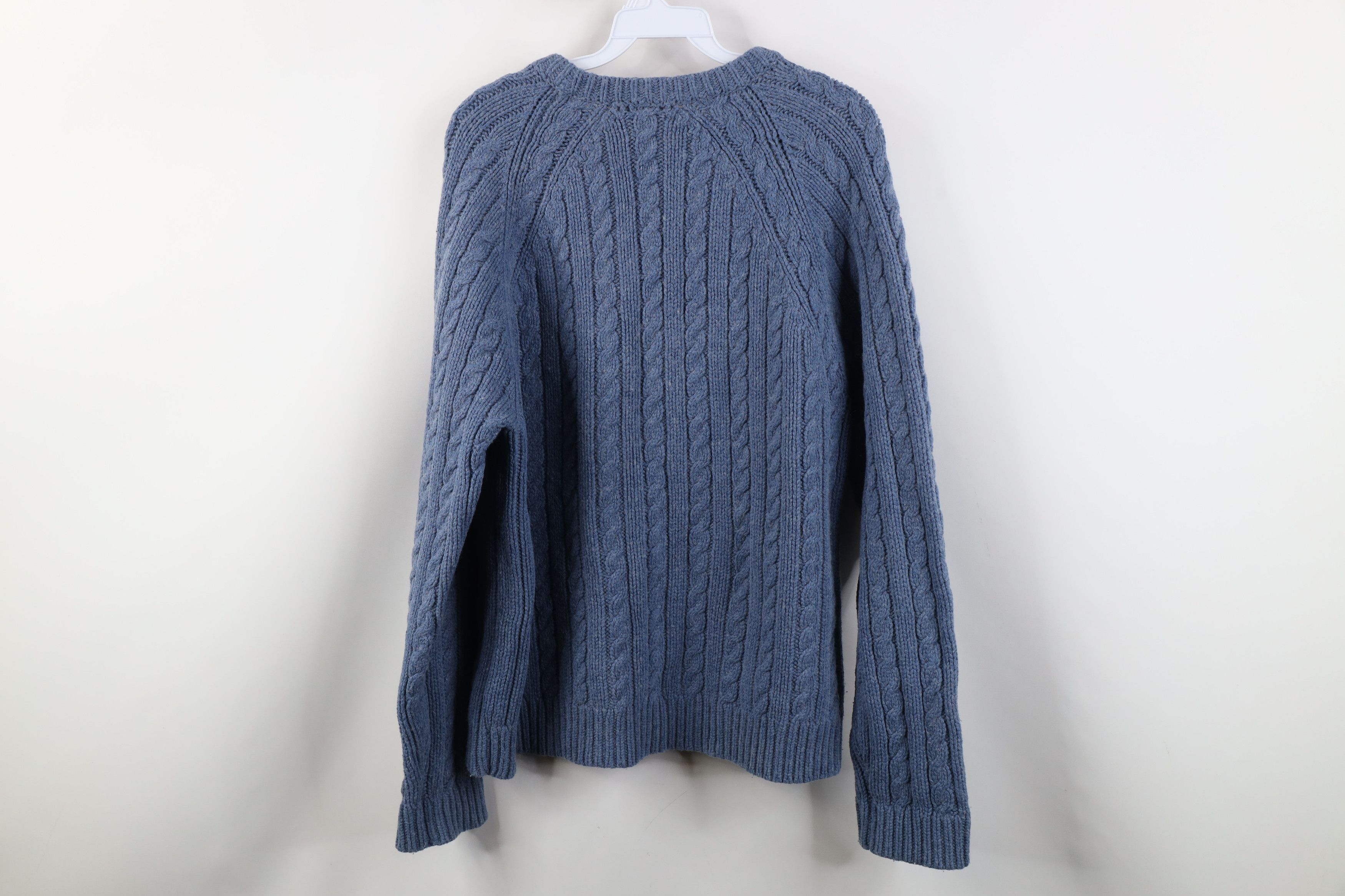 J.Crew Vintage 90s J Crew Wool Cable Knit Fisherman Sweater Blue Size US L / EU 52-54 / 3 - 7 Thumbnail