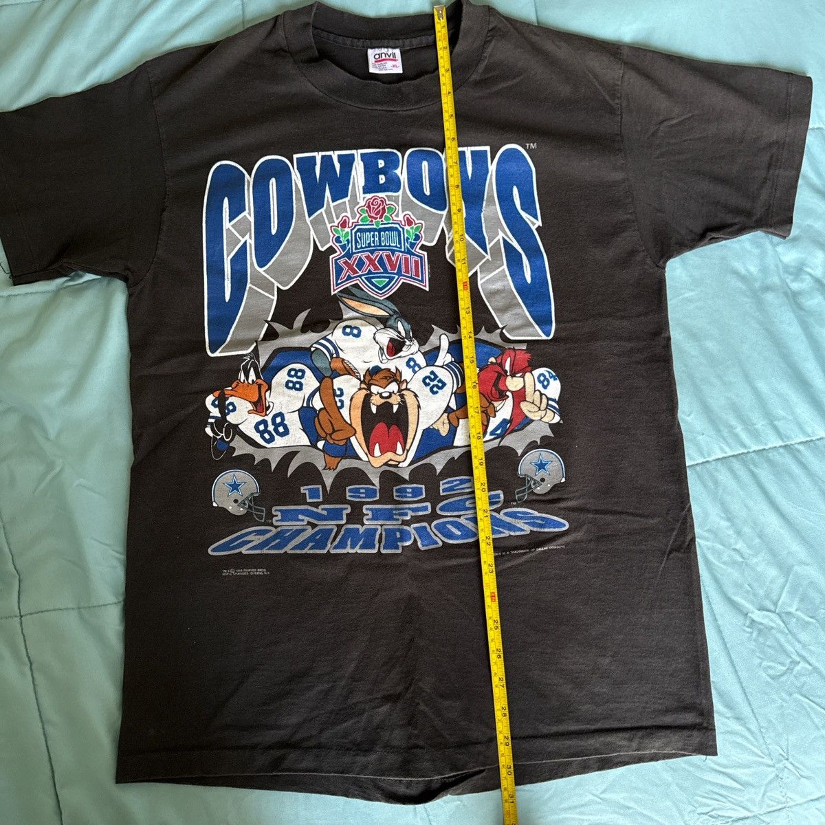 Warner Bros 1992 Dallas Cowboys x Looney Tunes Tee - Anvil Tag Size US XL / EU 56 / 4 - 7 Thumbnail