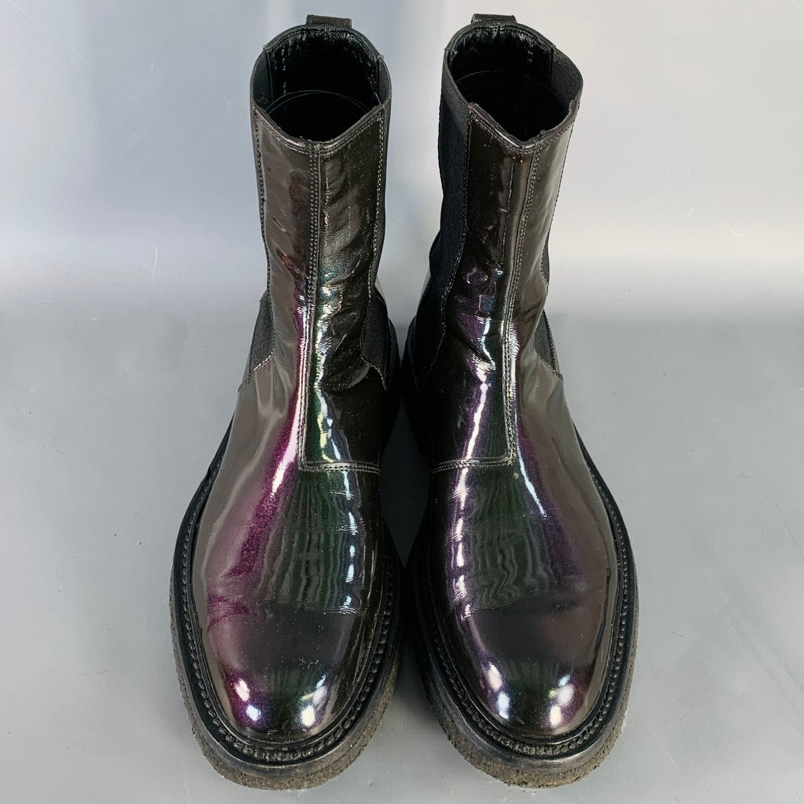 Dior DIOR HOMME Black Iridescent Leather Crepe Sole Chelsea Boots Size US 8.5 / EU 41-42 - 4 Thumbnail