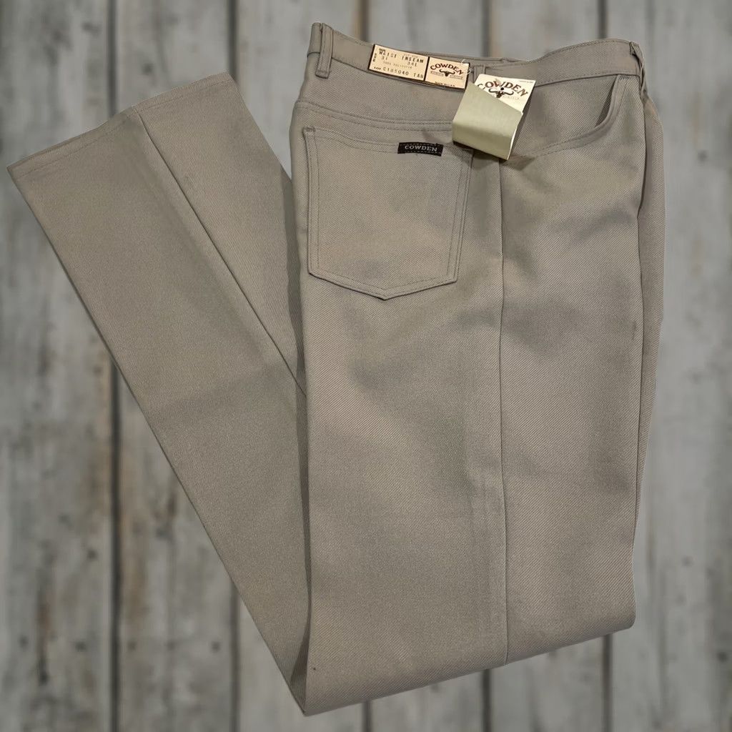 Vintage VINTAGE Cowden Western Pants Men’s 31x34L Tan 666 USA NWT Stretch Polyester Mod GoGo Size US 31 - 1 Thumbnail