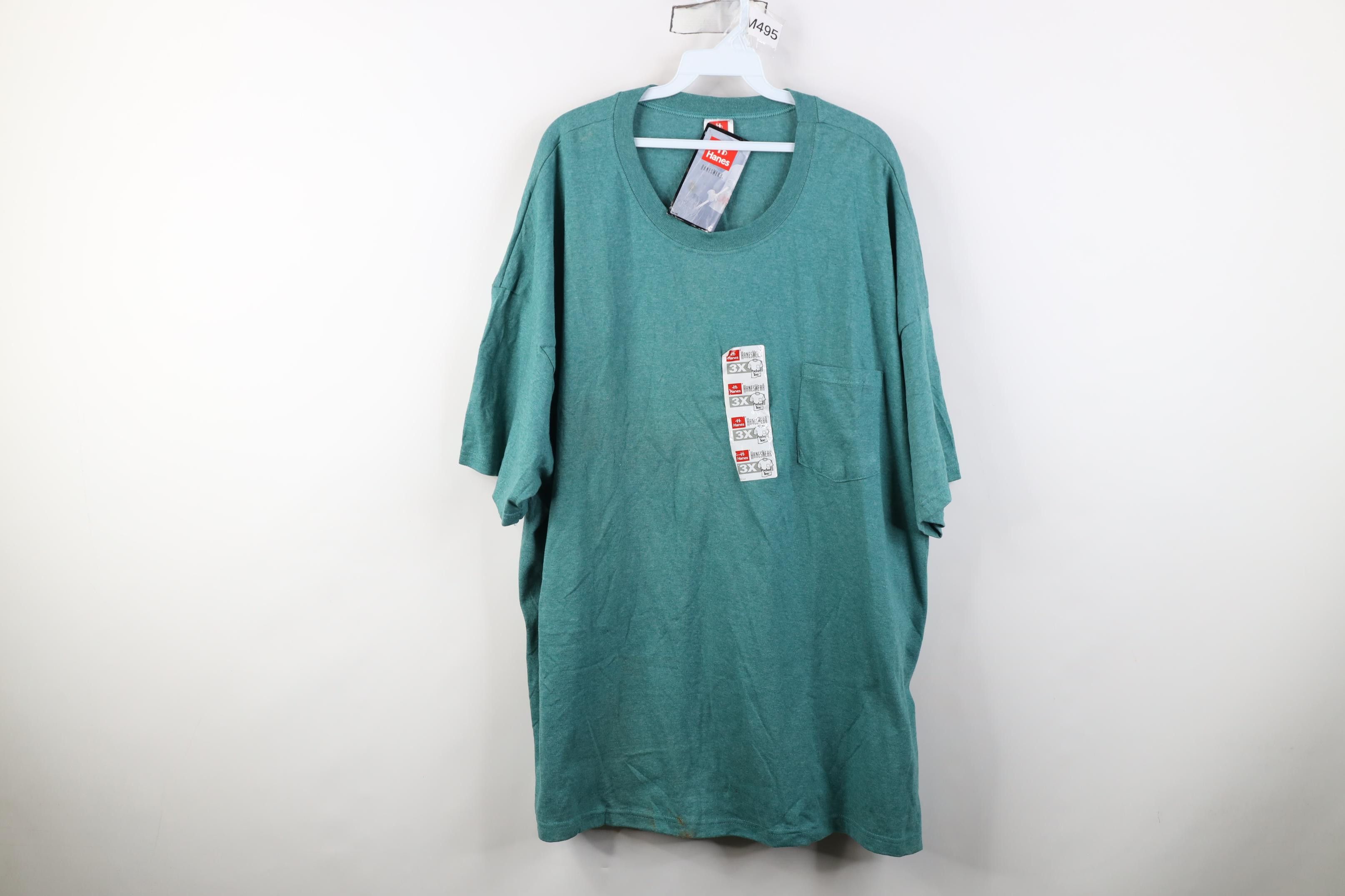 Hanes Deadstock Vintage 90s Hanes T-Shirt Miro Green Heather USA Size US XXL / EU 58 / 5 - 1 Thumbnail