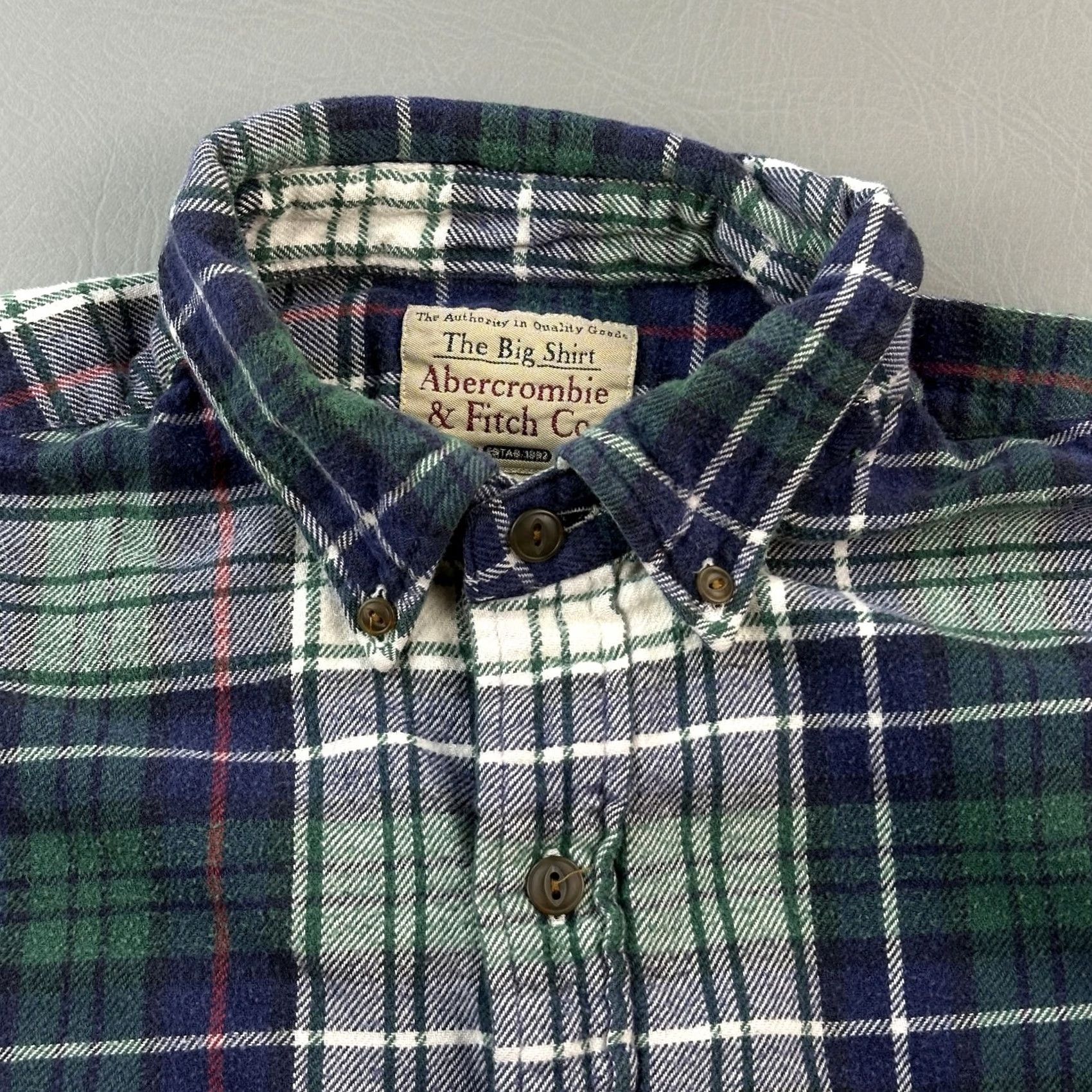 Abercrombie & Fitch VINTAGE Abercrombie & Fitch The Big Shirt Mens XL Green Plaid Flannel Button-Up Shirt Size US XL / EU 56 / 4 - 7 Thumbnail