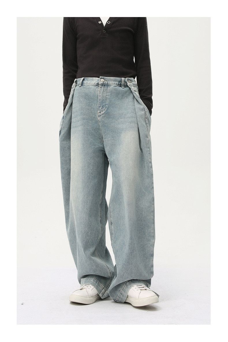 Vintage Men's distressed patchwork American straight washed jeans Size US 32 / EU 48 - 3 Thumbnail
