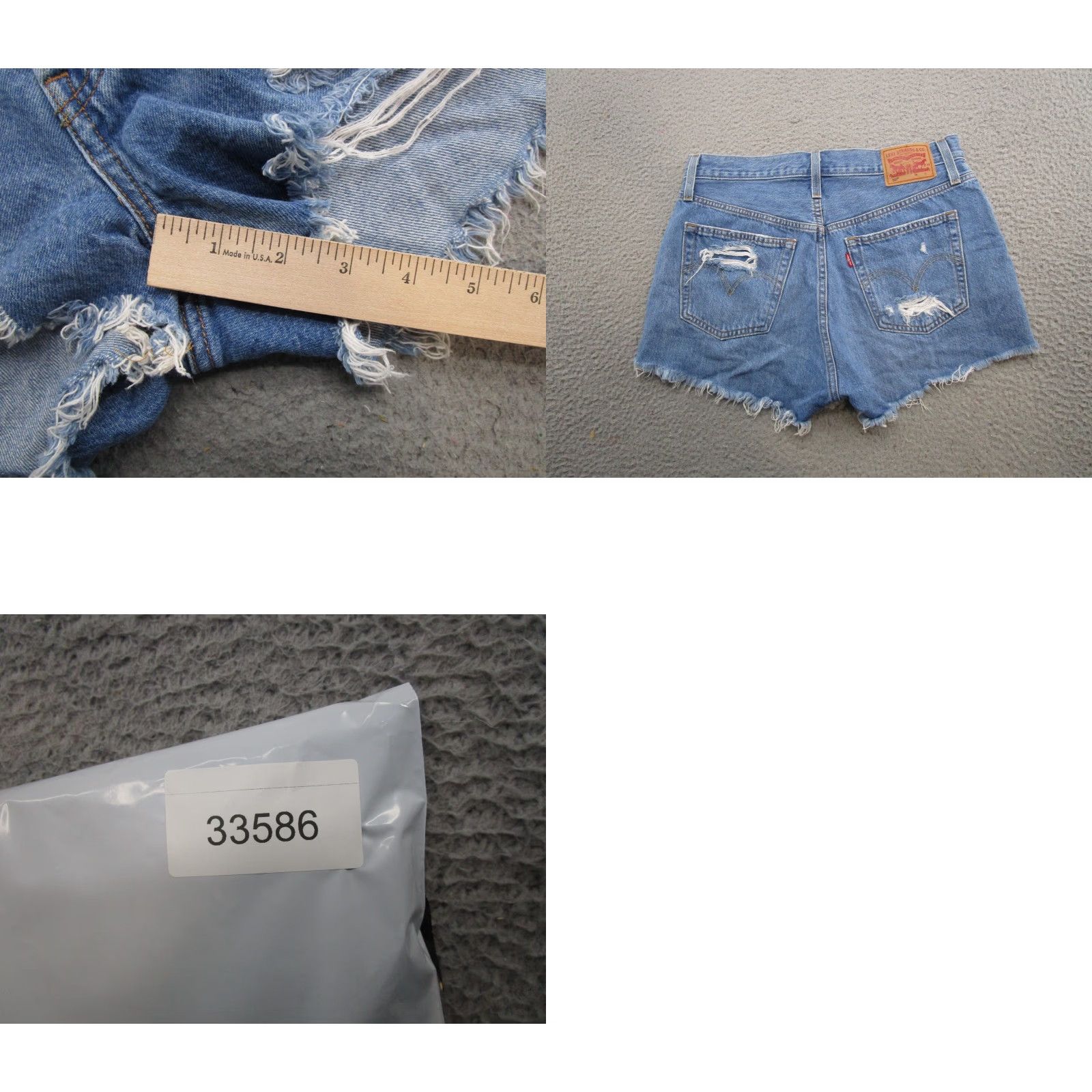 Levi's Levi's 501 Button Fly Distressed Blue Denim Jean Shorts Size 29 Cut-Off Jeans Womens 5-Pocket Classic 90s Retro Vintage-Style Denim Shorts Size 29" - 8 Thumbnail