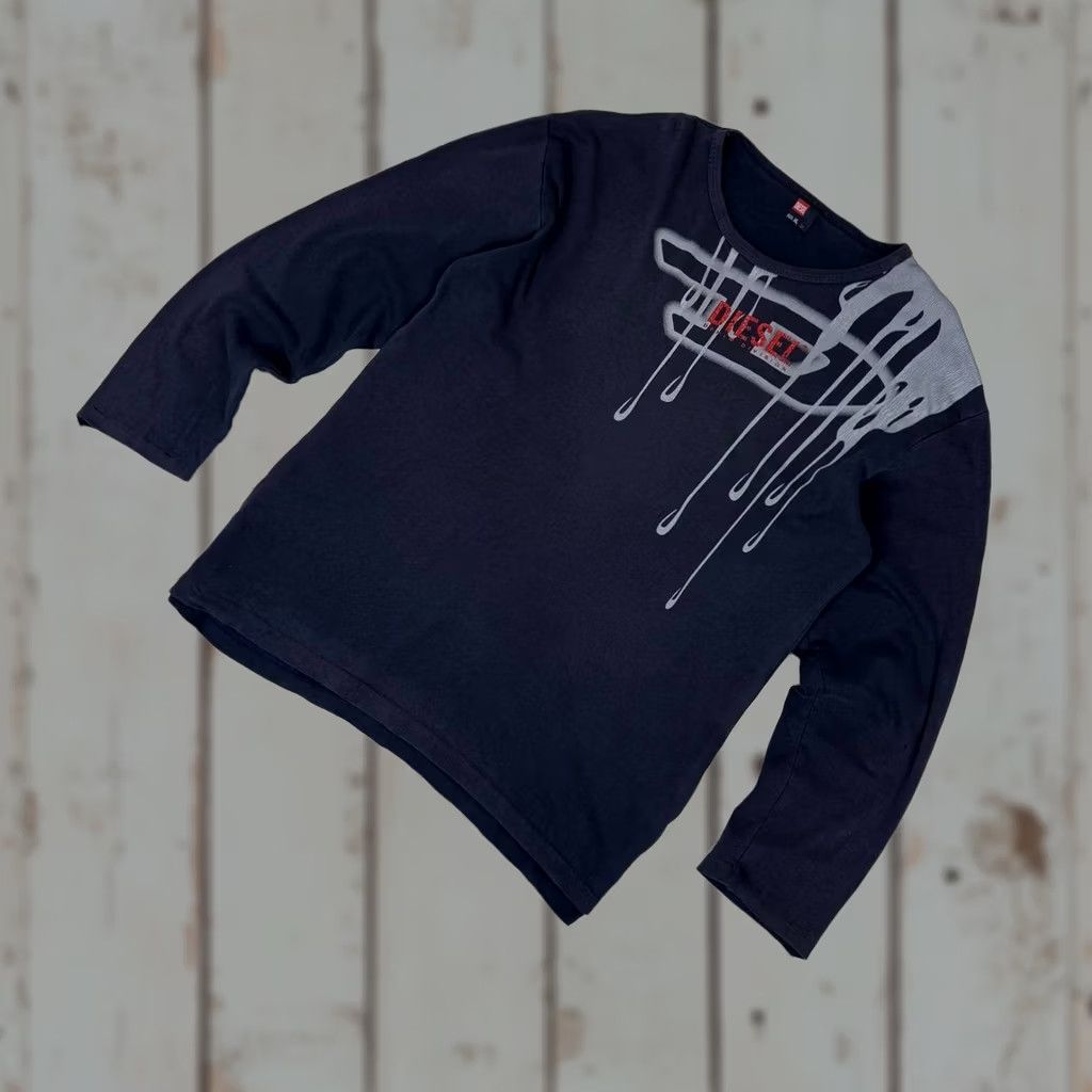 Diesel VINTAGE Diesel Logo T-Shirt Long Sleeve Crew Neck XL Blue Men 90s Decade Shirt Size US XL / EU 56 / 4 - 1 Thumbnail